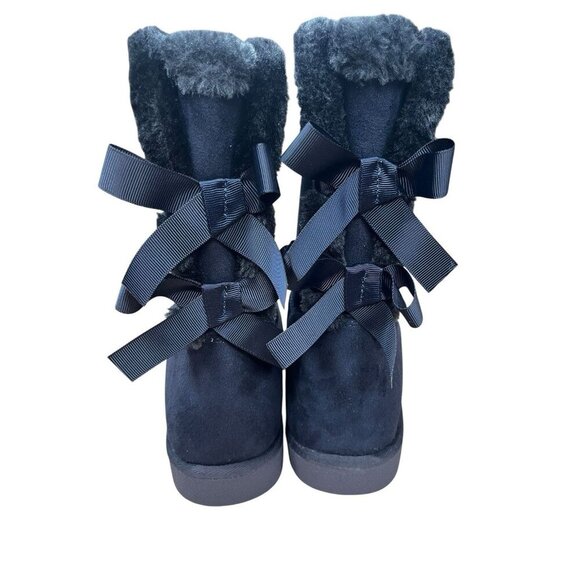 Jessica Cline Women's 8.5M Navy Blue Elloree Winter Boots with Bow Ties - Picture 6 of 9